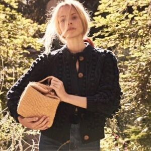 Doen Pomme Cardigan Sweater in Navy Blue Small